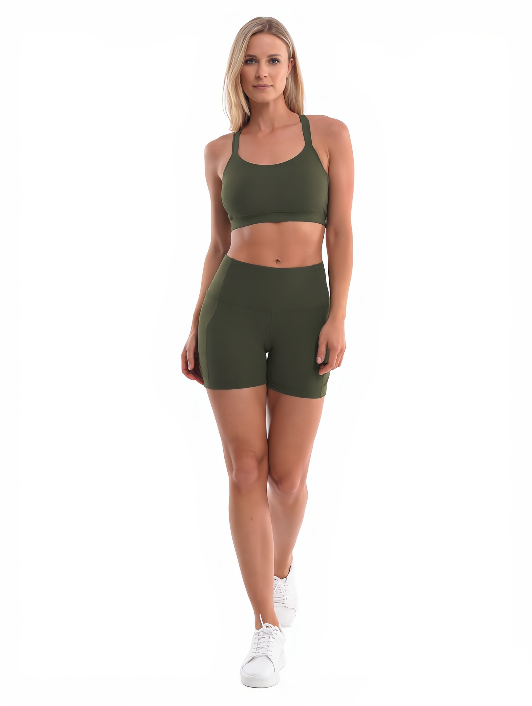 Yoga Shorts in Green — The Waistband Comfort Edit style look
